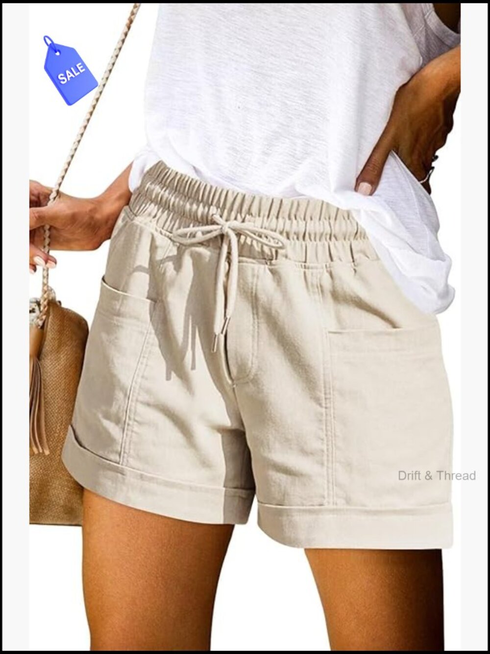 High Waist Cotton Drawstring Shorts Casual Loose Fit Summer Lounge